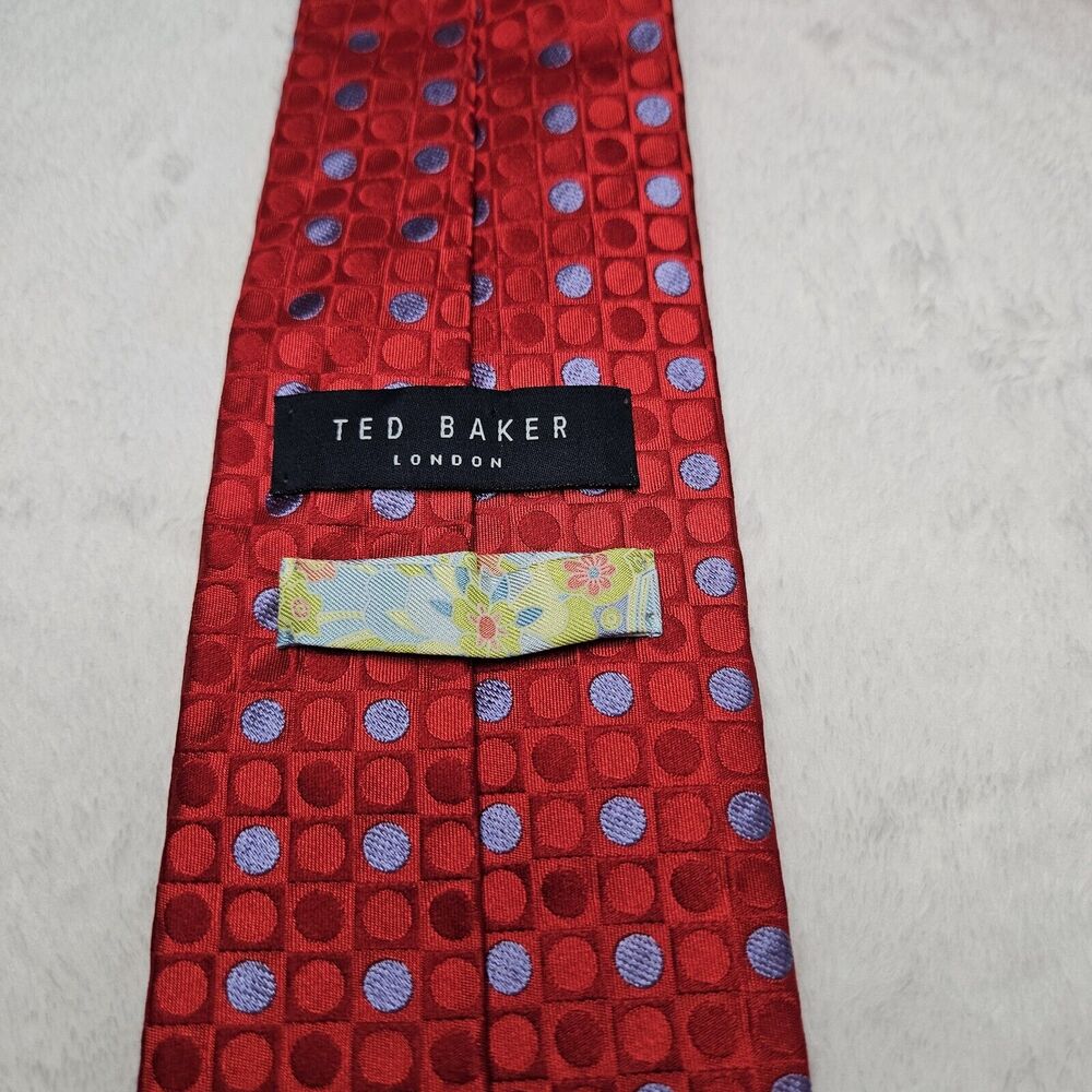 Ted Baker London Silk Ties Lot of 2 Circles Red Green Purple Retro Geometric - Picture 5 of 15